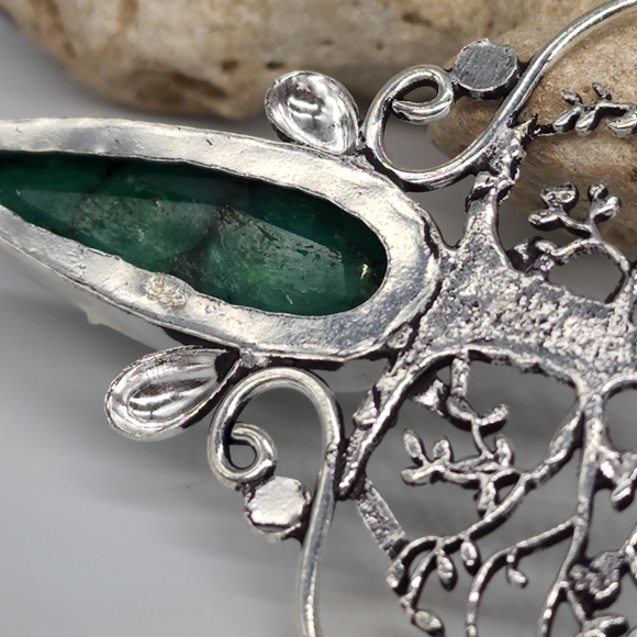 Natural Beautiful Raw Emerald Stone/Diopside Silver 925 Pendant - Picture 7 of 10